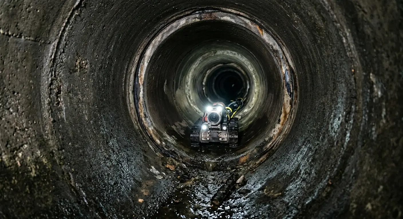 Robotic sewer camera inspecting pipe interior for Sewer Line Repair in Longswamp